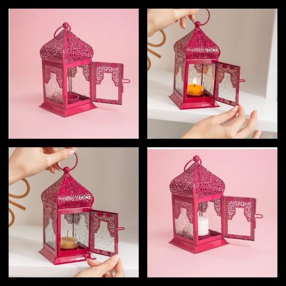 GlobeIn Small Hanging Lantern - Maroon - Picture 6 of 14